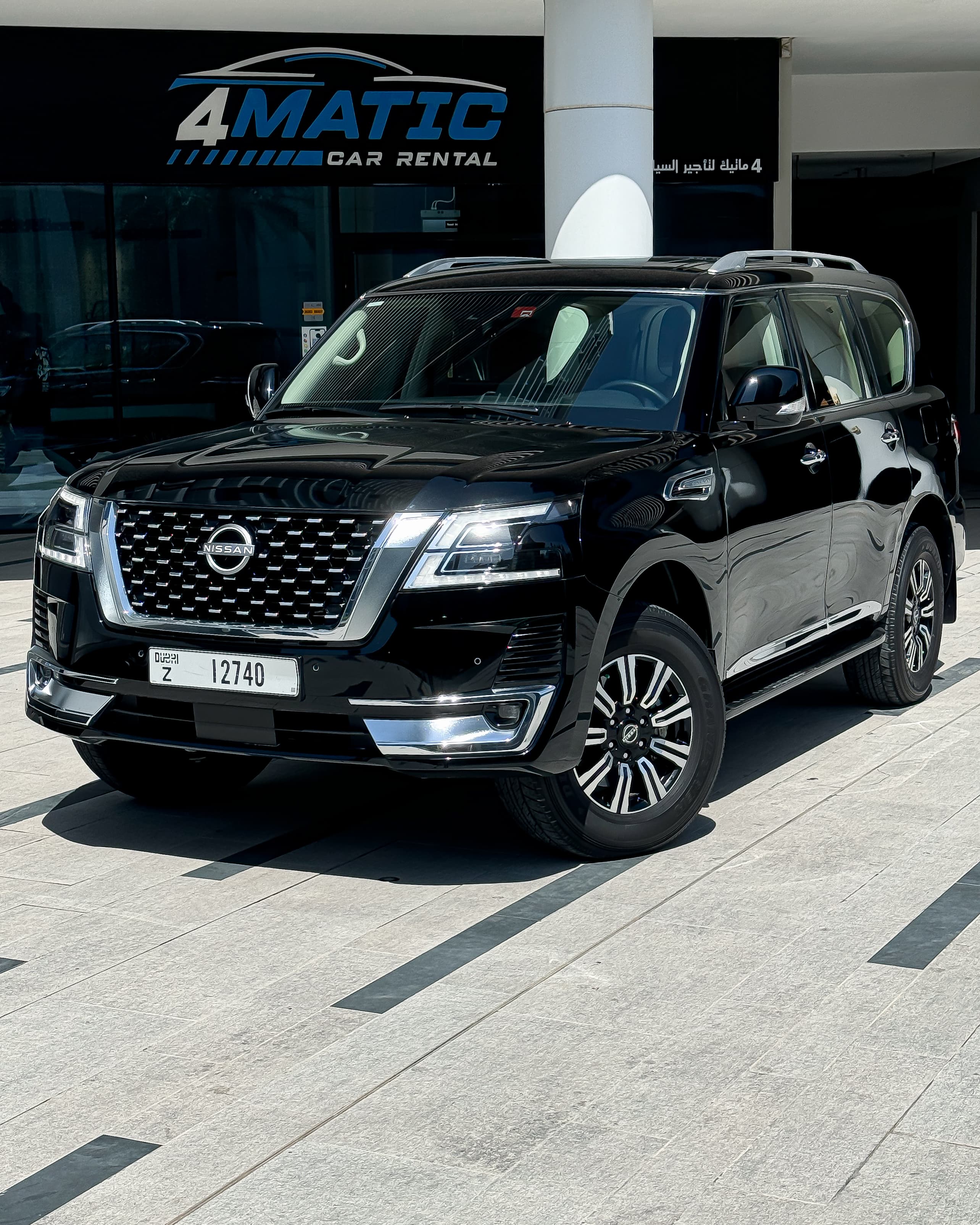 Rent Nissan Patrol Platinum Black 2023 in Dubai for rent in Dubai — Nissan