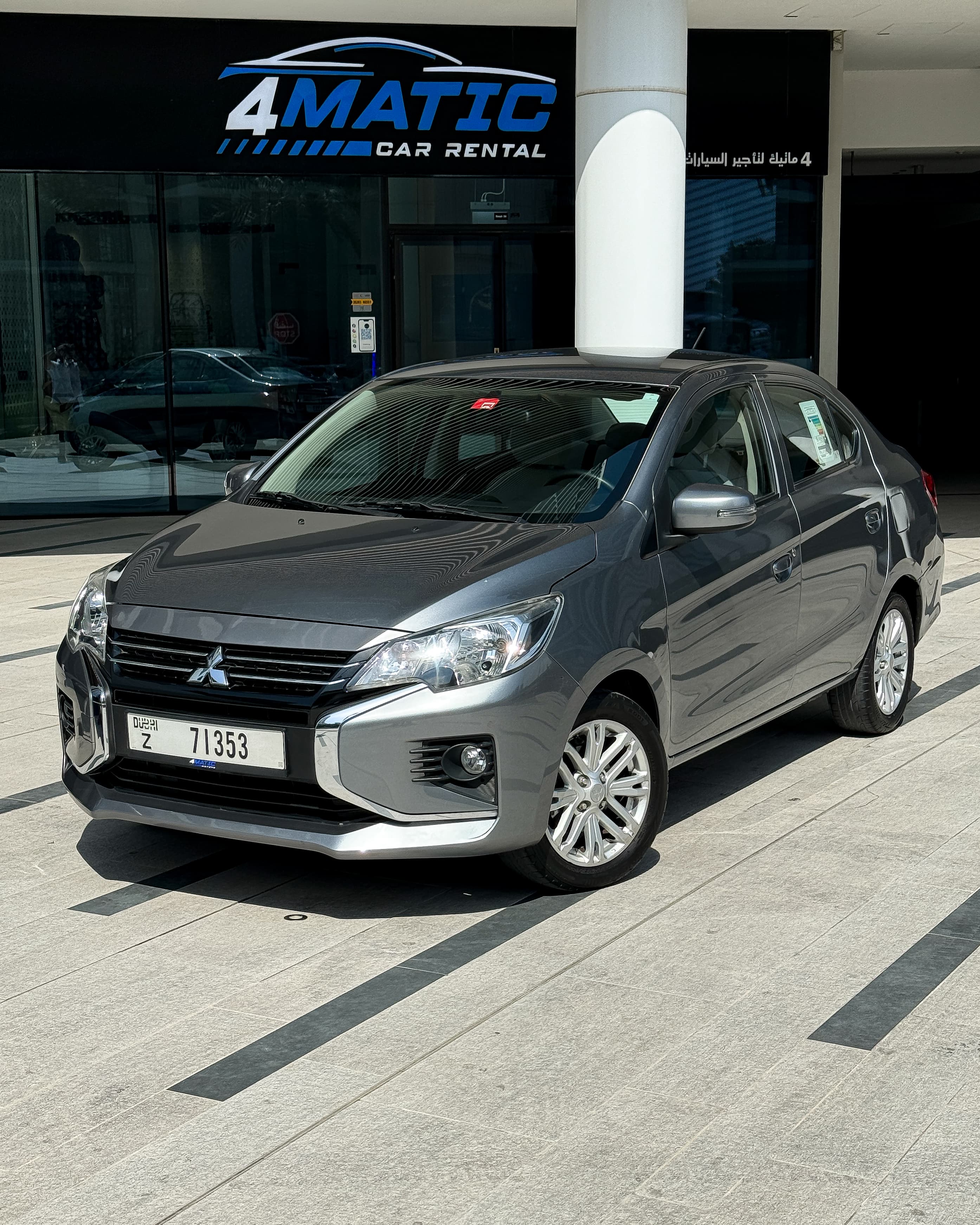 Rent Mitsubishi Attarage Grey 2023 in Dubai for rent in Dubai — Mitsubishi